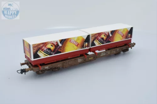 ROCO 47014 DSB Zsebeskocsi konténerekkel 
