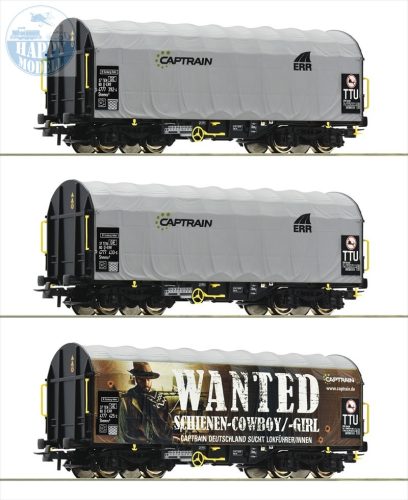 ROCO 76054 Ponyvás teherkocsi szett Captrain 