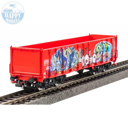 PIKO 55380 Nyitott graffitis kocsi + B ágyzatos sínkészlet 